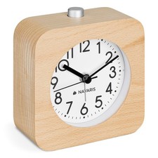 Analog Holz Wecker Uhr mit Snooze Ziffernblatt Alarm Licht Naturholz Holzwecker