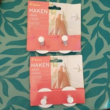 Tchibo 4 weiße selbstklebende Badhaken Handtuchhaken 3M Klebestreifen TCM
