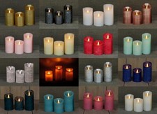 3er Set LED Echtwachskerze Kerze Farbauswahl Timer flackernde Wachskerze Kerzen