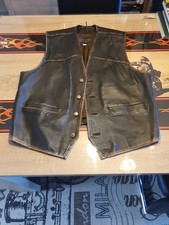 Herren Lederweste Vintage Gr.XL Kutte Bikerweste Motorradweste