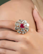 Ruby polki diamantring 925 - diamantring,
