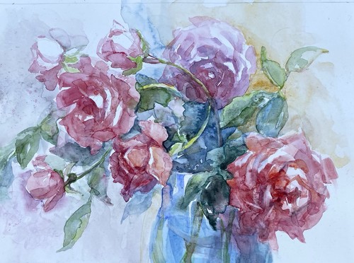 Original aquarell rote rosen - aquarell,,