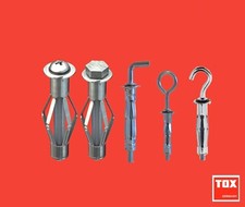 Metall-Hohlraumdübel M4-5-6-8 mit M Schraube oder L/S/O Haken | TOX   Germany