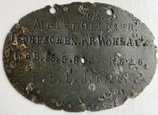 Erkennungsmarke EKM Ers. Batl. LIR 22 Tscheschen Wohlau Schlesien Zink 1.WK orig