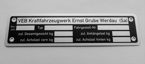 Typenschild oldtimer anhänger - typenschild,