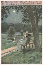 Volksliederkarte Nr. 63 - Der Mond ist aufgegangen  - Postkarte  gelaufen
