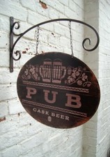 Dekoratives Metallschild PUB Beer-BAR mit Wandhaken und Kette versandkostenfrei