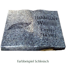 Granit Grabplatte Schlesisch dunkel 60 × 45 × 12 cm - mit Inschrift