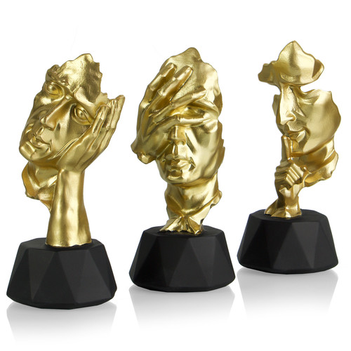Skulpturen 3er set gold - gold,