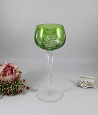 Dresden Crystal Bleikristall Glas - Römer Überfang Weinglas 21 cm. grün Schliff