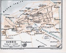 Gubbio 1924 Stadtplan orig. + Anleitung (12 S.) Metauro Waisen-Bargellokrieg