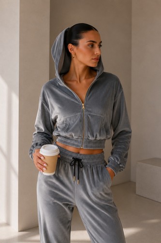 Damen velours trainingsanzug - velours,
