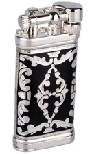 Sillems ITT Old Boy Lea Schwarz zweiseitig 925 Sterling-Silber Pfeifen Feuerzeug