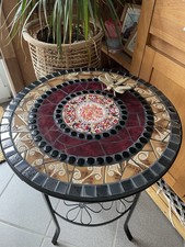 237 Mosaiktisch,Beistelltisch,Handarbeit, wetterfest,rund,50 cm Durchm., Unikat