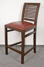 Barstuhl Barhocker Holz Nussbaumton Polster Rot Antik-Stil Stuhl Hocker