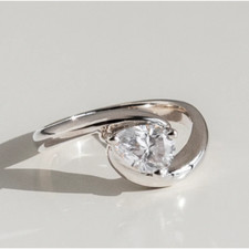 14K Weißgold Birnenschliff