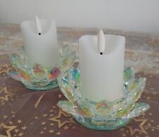 QVC Elambia Lotusblüte Kristallglas +2 Votivkerzen 4er Set.5 Stunden Timer. Neu.