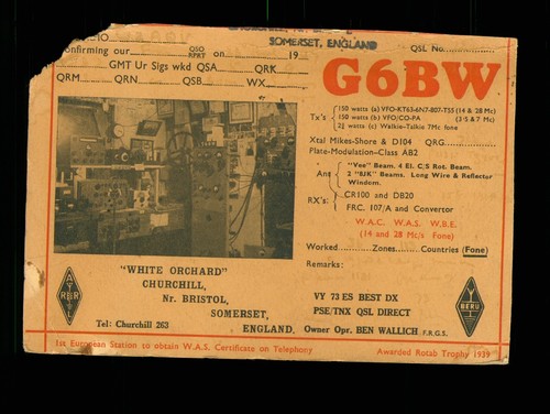 Qsl karte radio - uk, g6bw