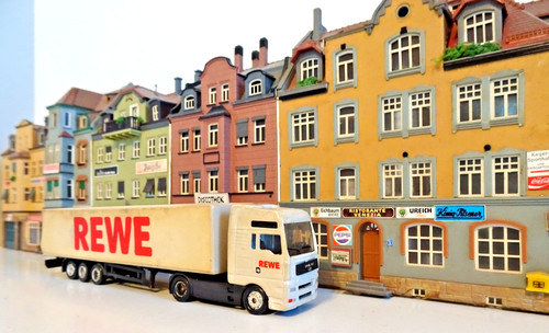 Lkw werbemodell rewe h0 - lkw,
