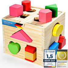 Spielzeug Steckwürfel aus Holz Steckbox Baby Puzzle Steckspiel Holzspielzeug