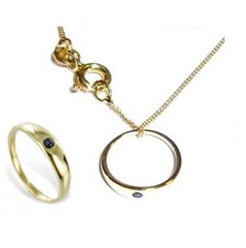 TAUFRING KRISTALL BLAU & KETTE