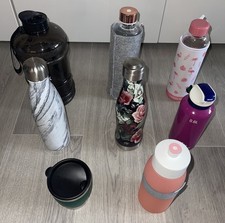 8 x Trinkflasche Trinkbecher Glas Metall Kunststoff Sport Training Fitness Café 