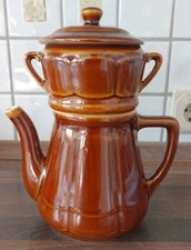 Antiker Kaffee Bereiter Kanne Filter Keramik Vintage Frankreich braun 1,2 Liter