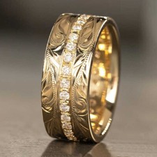 Ring - vergoldet - mit Zirkonia Steinen - Damen mit Muster in gold Gr. 52-65