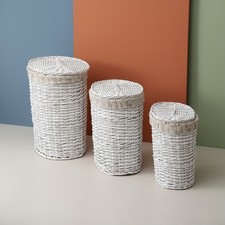 Wäschesammler 3er set rattan - wäschesammler,
