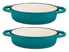 ERNESTO® Mini-Gusseisen-Auflaufformen, 14,5 x 10 cm, 2 Stück (petrol) - B-Ware