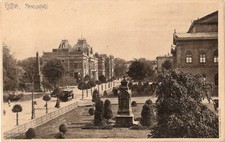 (1043)Ak Gotha in Thür. Arnoldi-Platz, Theater, Straßenbahn  ungel. 10er Jahre