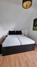 IKEA Brimnes Bett, 4 Schubladen, Schwarz, Lattenrost, Matratzen, 180x200 cm
