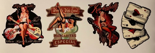 Rockabilly aufkleber tattoo - 4x,