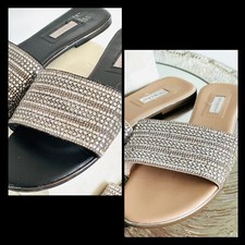 2x Glitzer Metallic Slide Hausschuh Schuhe Pantoletten Sandalen 38