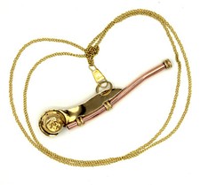 Bootsmannspfeife ca. 12cm Kupfer Messing mit 90cm Kette u. Anleitung