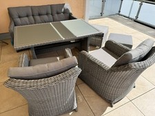 Hochwertige Gartenmöbel Sitzgruppe, Polyrattan 6-teilig plus Auflagen, neuwertig