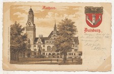 Um 1900.. Wappen. Denkmal.. Turm - Uhr.. Rathaus.. Menschen.. Duisburg (Moers)