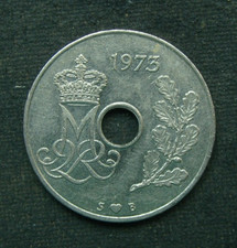 B5) Dänemark 25 Öre 1973