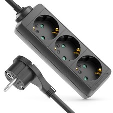 3 Fach Steckdosenleiste Flachstecker Mehrfachsteckdose Stromleiste 1,4m Kabel