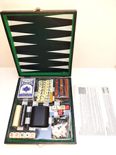 Spielesammlung schwarze Box Backgammon Poker Schach Dame magnetisch unbespielt