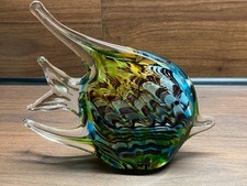 Murano Glasfigur Fisch mit Lufteinschlüssen ,grün blau gelb , sehr schön