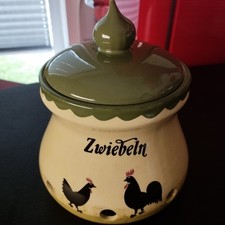 Zeller Keramik Hahn und Henne Vorratsdose Zwiebeln Zwiebeltopf Höhe ca 21,5 cm