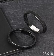 Echtleder Armband Herren Männer mit Edelstahl  Magnetverschluß geflochten  Leder