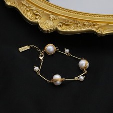 L17 vergoldetes Armband mit Draht umwickelte Süßwasserperlen Stäbchen