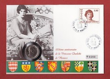 PRINZESSIN CHARLOTTE VON MONACO** NUMISBRIEF MONACO MIT 1 FRANCS FÜRST RAINIER