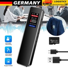 64GB Digital Diktiergerät Tragbar Aufnahmegerät Audio Sound Voice MP3 Recorder