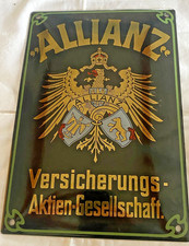 Original Allianz Versicherungsschild Emaille bemalen sehr guter Zustand 17x24 cm