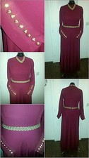 Abendkleid Verlobungskleid Standesamtkleid Abaya Gr.44 Bordeaux Gold 1xgetragen 