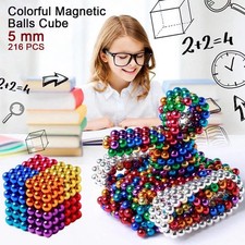 216tlg Neodym Magnete Starke Kugeln 5 mm Ø - Puzzle- Spiel-Würfel 8 Farben