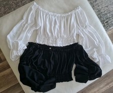AMISU 2x Bluse Gr M Weiß schwarz cropped Polyester New Yorker so schön